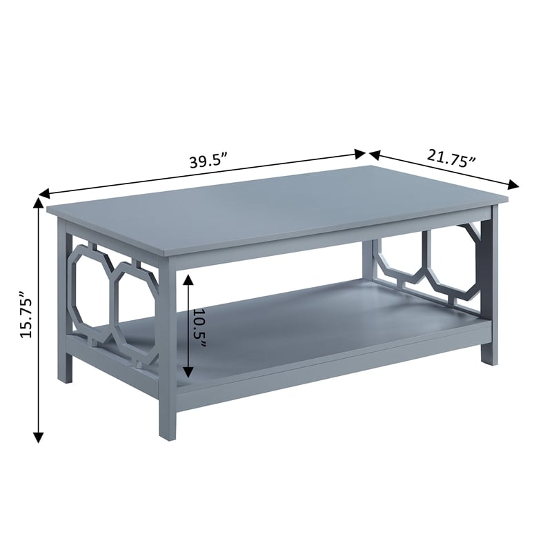 Convenience Concepts Omega Coffee Table in Gray Wood Finish with Shelf