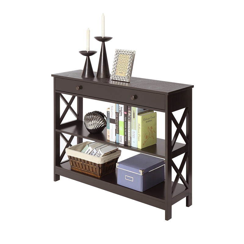 Convenience Concepts Oxford  Console Table with Drawer in Espresso Wood Finish
