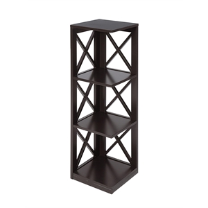Convenience Concepts Oxford Three-Tier Corner Bookcase in Espresso Wood Finish