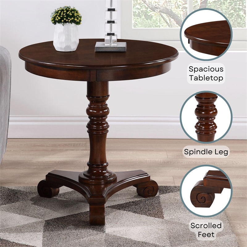 Convenience Concepts End Table Coffee Accent Table Round in Wood - Espresso