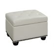 Designs4Comfort 5th Avenue Storage Ottoman in Ivory White Faux Leather Fabric