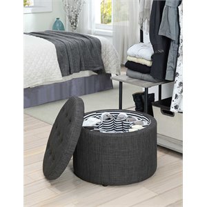 Convenience Concepts Designs4Comfort Round Shoe Ottoman in Gray Fabric