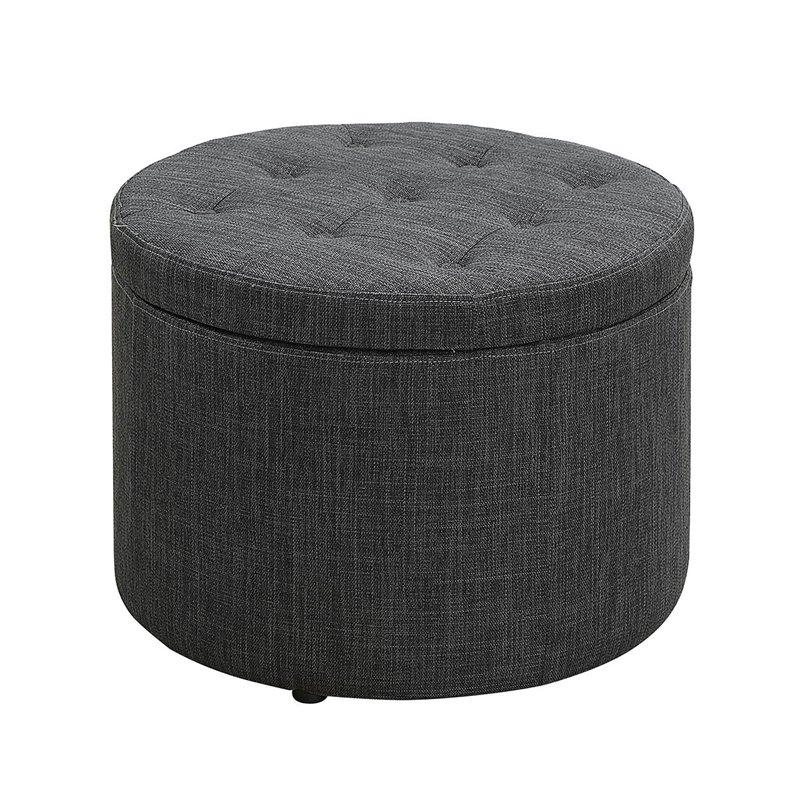 Convenience Concepts Designs4Comfort Round Shoe Ottoman in Gray Fabric