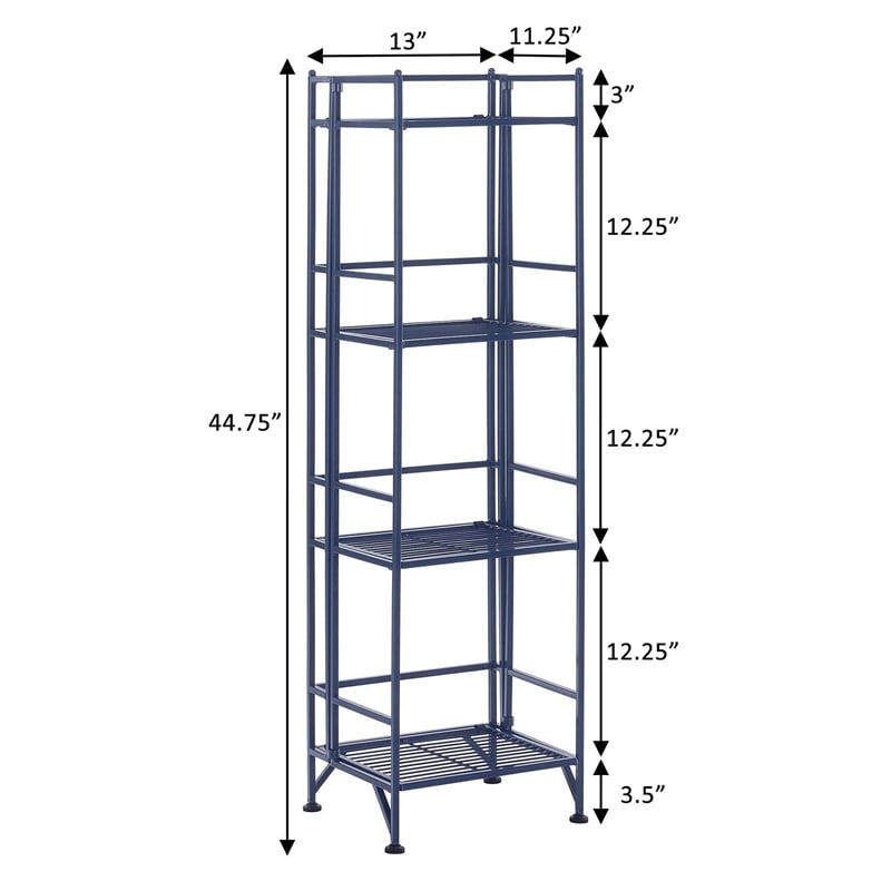 Convenience Concepts Xtra Storage Four-Tier Folding Shelf in White Metal Finish