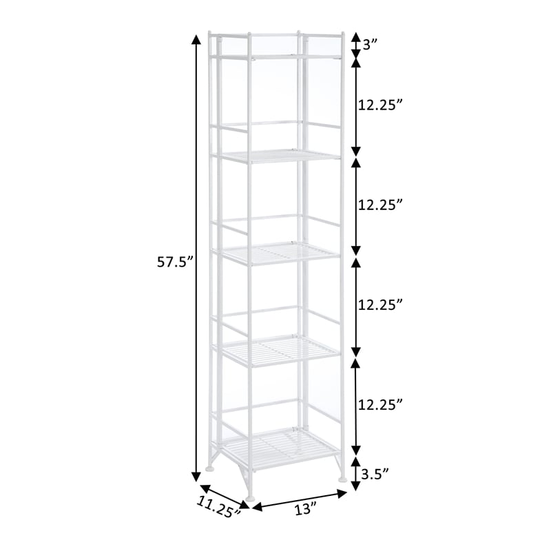 Convenience Concepts Xtra Storage Five-Tier Folding Shelf in White Metal Finish