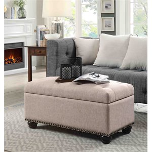 Convenience Concepts Designs4Comfort 7th Avenue Storage Ottoman in Tan Fabric