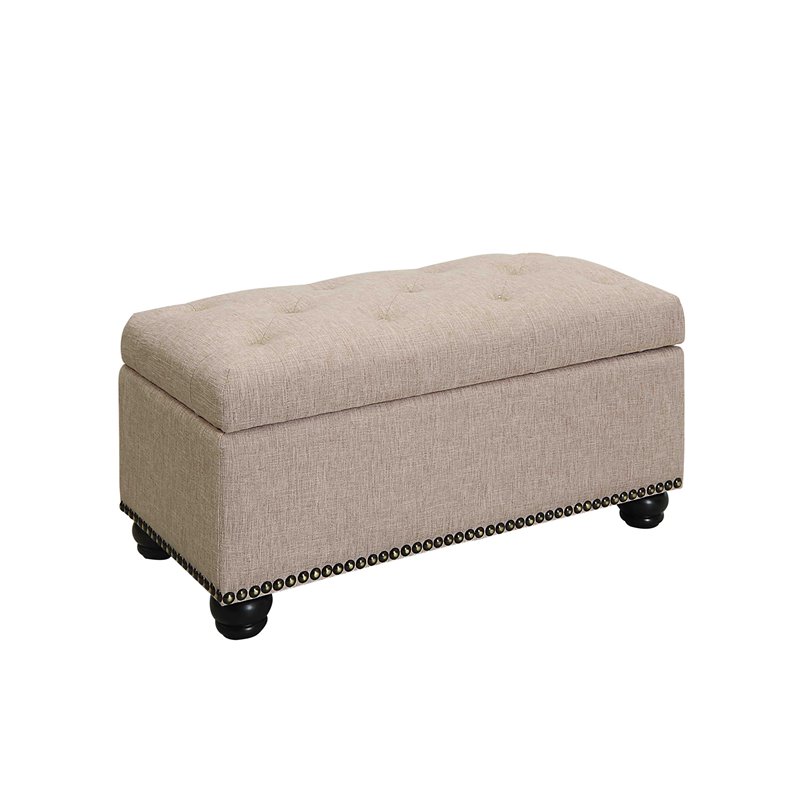Convenience Concepts Designs4Comfort 7th Avenue Storage Ottoman in Tan Fabric