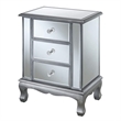 Gold Coast Vineyard Three-Drawer End Table in Mirrored Glass and Silver Wood
