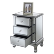 Gold Coast Vineyard Three-Drawer End Table in Mirrored Glass and Silver Wood
