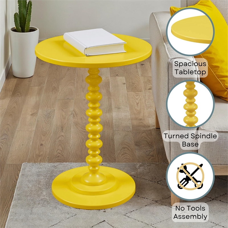 Convenience Concepts Palm Beach Spindle Table in Yellow Wood Finish