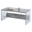 Convenience Concepts SoHo Coffee Table in Gray Faux Birch Wood Finish and Glass