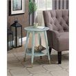 Wilson Mid-Century Round End Table with Bottom Shelf in Sea Foam Green Wood