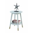 Wilson Mid-Century Round End Table with Bottom Shelf in Sea Foam Green Wood
