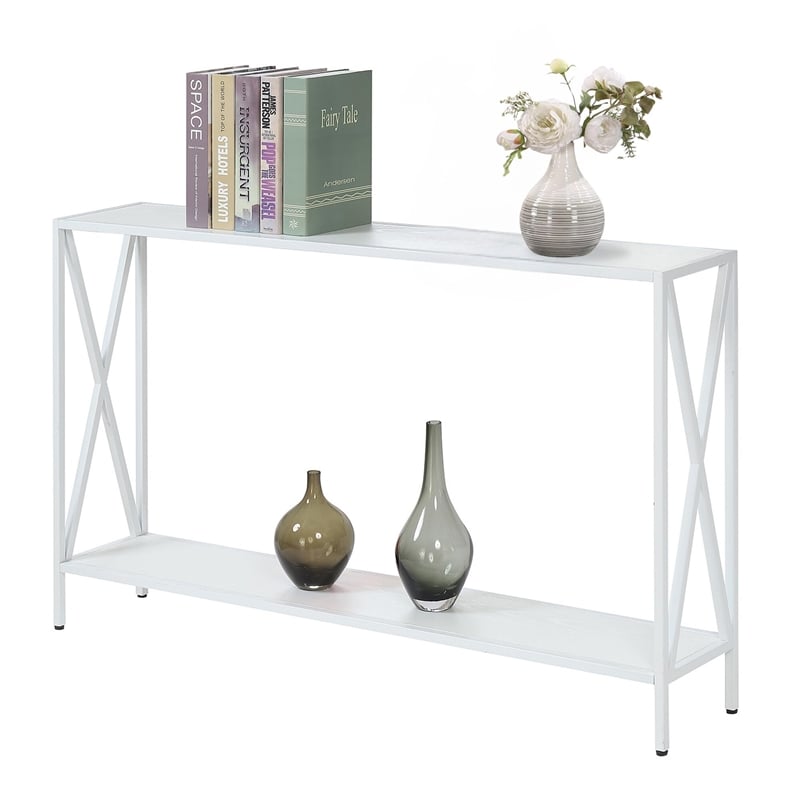 Convenience Concepts Tucson Console Table in White Wood Finish and Metal Frame