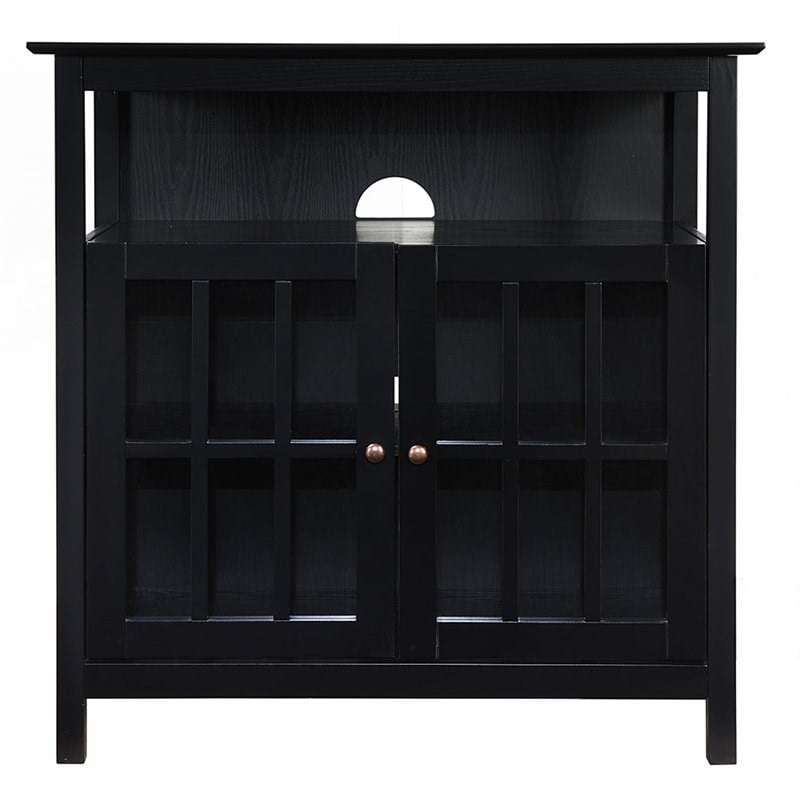 Convenience Concepts Big Sur Highboy TV Stand in Black Wood Finish