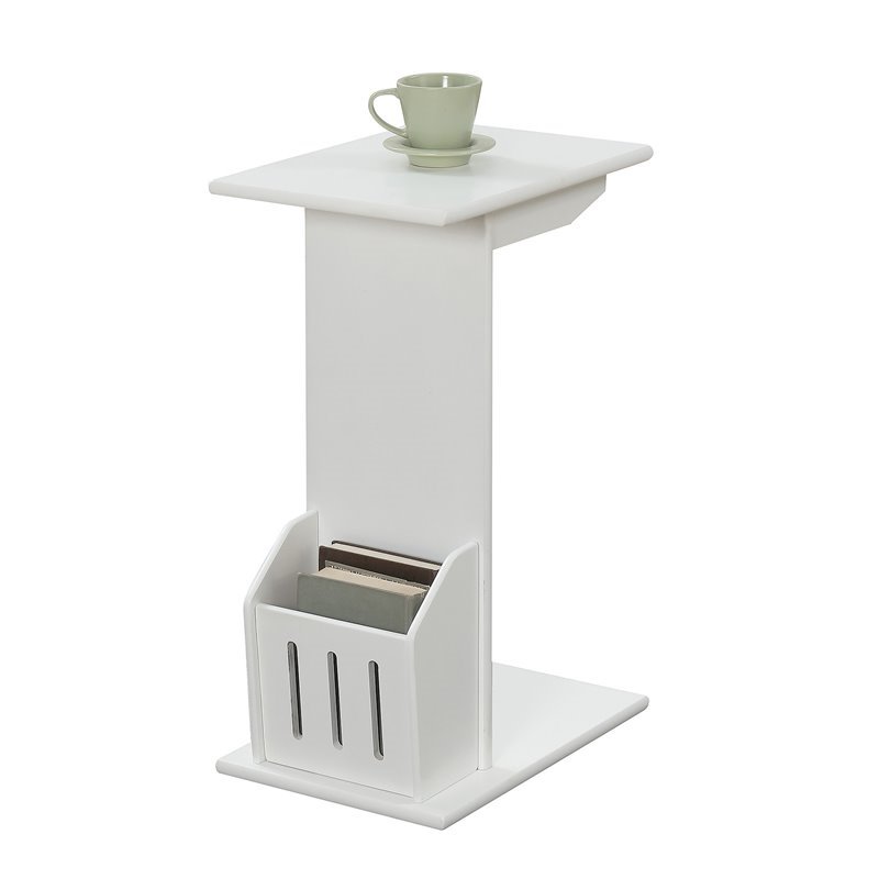 Convenience Concepts Designs2Go Abby Magazine C End Table in White Wood Finish