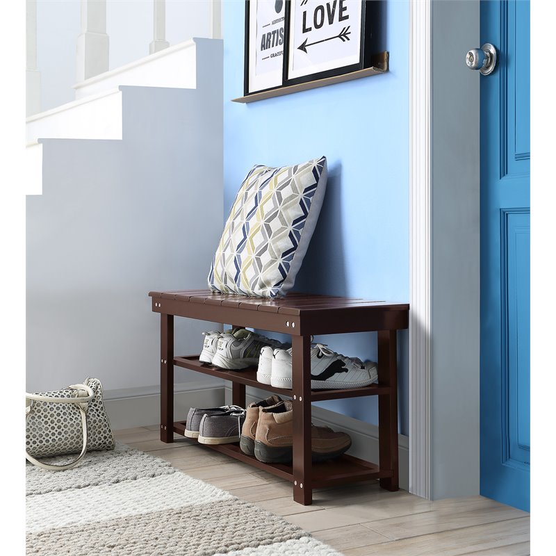 Convenience Concepts Oxford Utility Mudroom Bench in Espresso Wood Finish