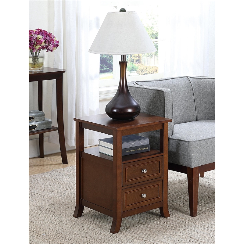 Convenience Concepts End Table Nightstand Bedside Square in Wood - Espresso
