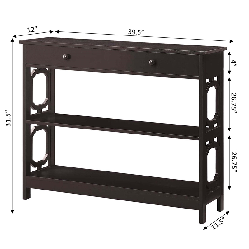 Convenience Concepts Omega Storage Console Table in Espresso Wood Finish