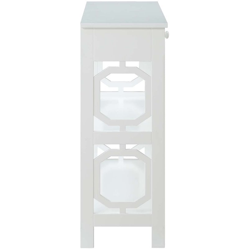 Convenience Concepts Omega Storage Console Table in White Wood Finish