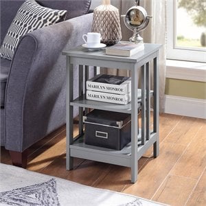 Convenience Concepts Mission 16&quot Square End Table in Gray Wood Finish