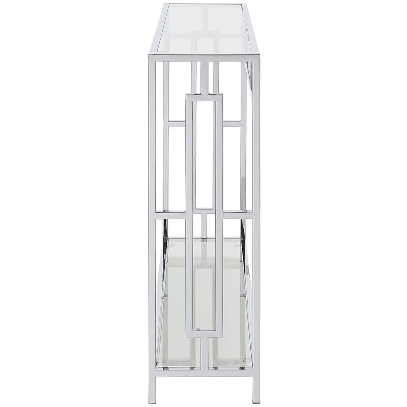 Convenience Concepts Town Square Glass Top Console Table in Chrome Metal Frame