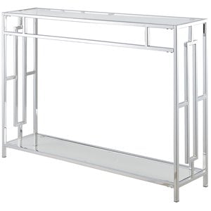 Convenience Concepts Town Square Glass Top Console Table in Chrome Metal Frame