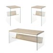 Soho 2 Piece Modern Coffee Table and Set of 2 End Table Set in Glass