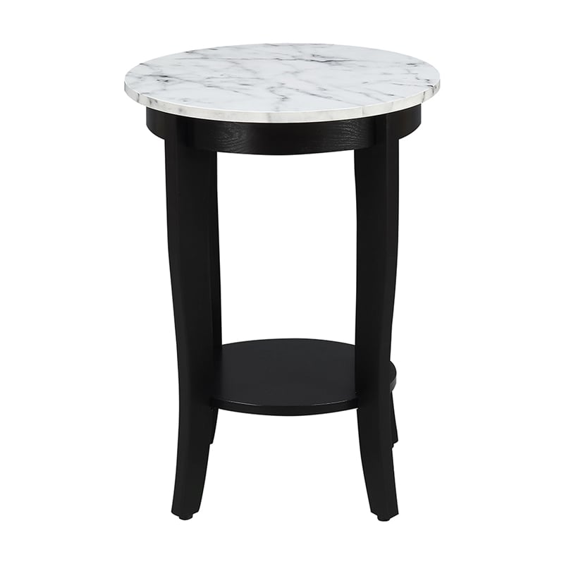 Convenience Concepts American Heritage Round End Table in Black Wood Finish