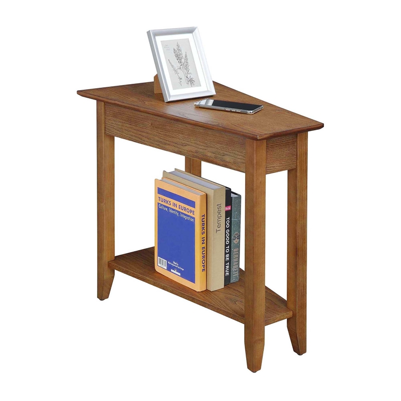 Convenience Concepts American Heritage Wedge End Table in Driftwood Brown Wood