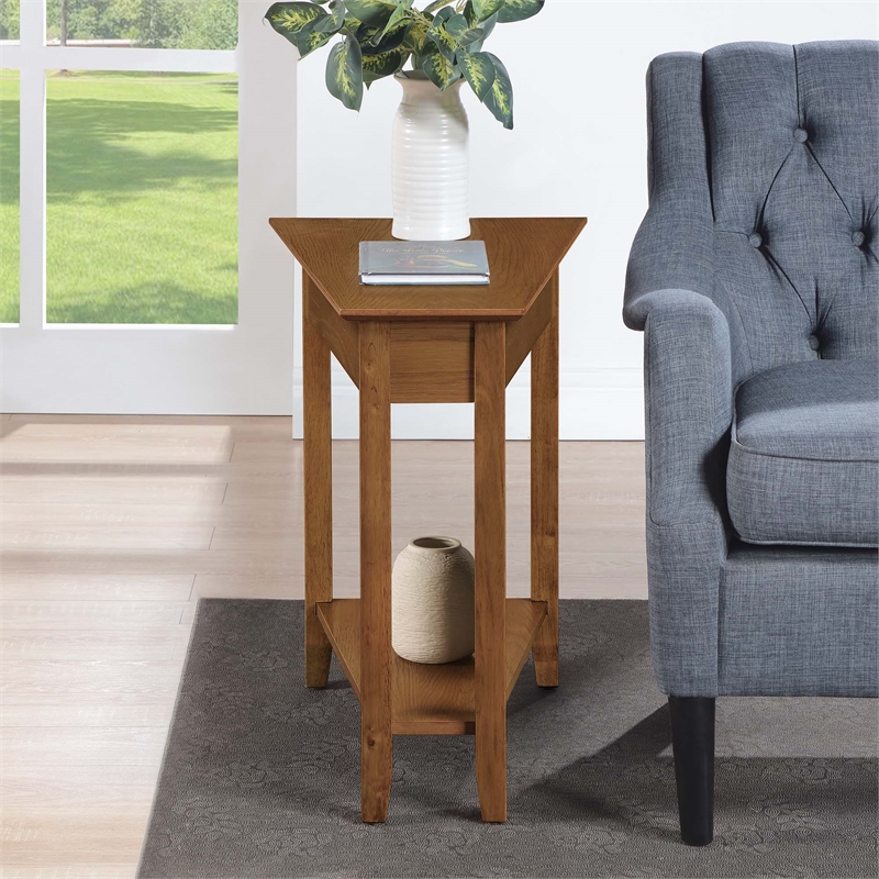 Convenience Concepts American Heritage Wedge End Table in Driftwood Brown Wood