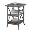 Convenience Concepts Brookline Three-Tier End Table in Gray Wood Finish