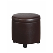 Designs4Comfort Round Accent Storage Ottoman in Espresso Faux Leather