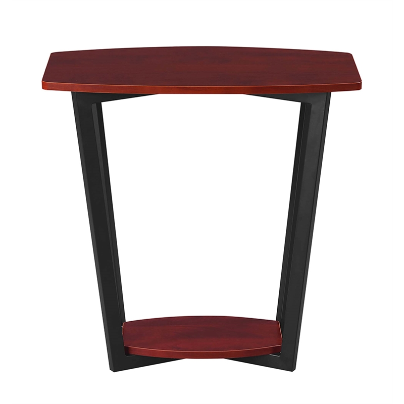Convenience Concepts Graystone End Table in Cherry Wood Finish and Black Metal