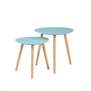 Convenience Concepts Oslo Nesting End Tables in Mint Green Wood Finish
