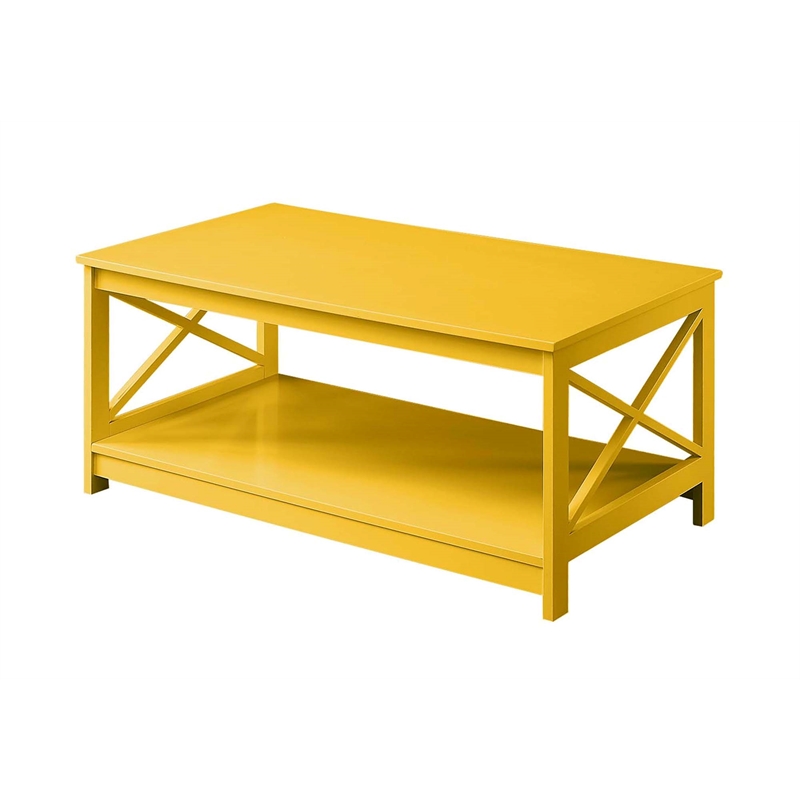 Convenience Concepts Oxford Coffee Table with Shelf in Yellow Wood Finish