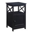 Convenience Concepts Oxford End Table with Cabinet in Black Wood Finish