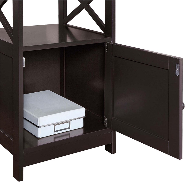Convenience Concepts Oxford End Table with Cabinet in Espresso Wood Finish