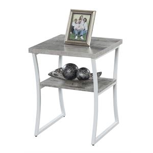 Convenience Concepts X-Calibur End Table in Gray Wood Finish and Metal Frame