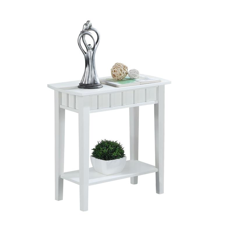 Convenience Concepts Dennis End Table in White Wood Finish