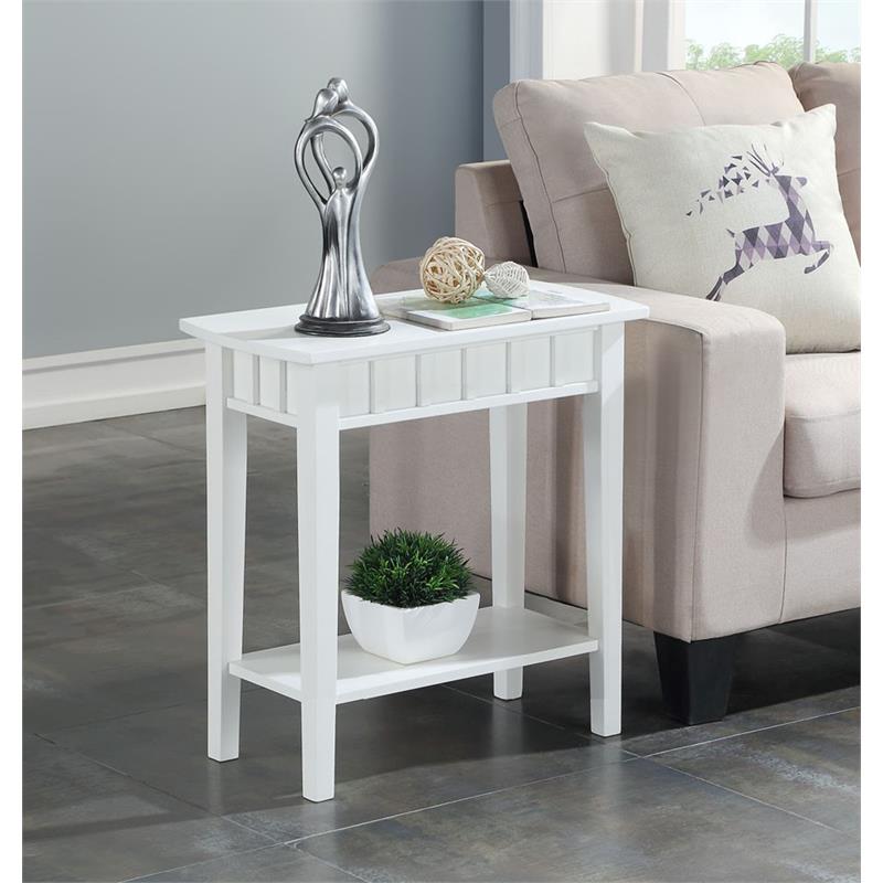 Convenience Concepts Dennis End Table in White Wood Finish