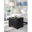 Convenience Concepts Madison Storage Ottoman in Black Faux Leather Fabric