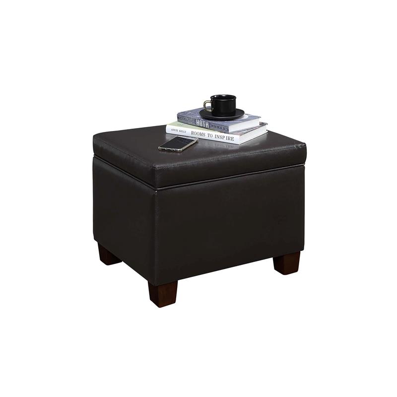 Convenience Concepts Madison Storage Ottoman in Espresso Faux Leather Fabric
