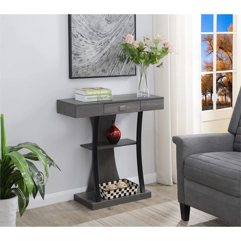 Convenience Concepts Newport Harri Console Table in Gray Wood Finish