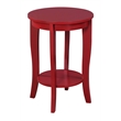 Convenience Concepts American Heritage Round End Table in Red Wood Finish