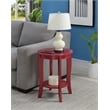 Convenience Concepts American Heritage Round End Table in Red Wood Finish
