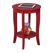 Convenience Concepts American Heritage Round End Table in Red Wood Finish