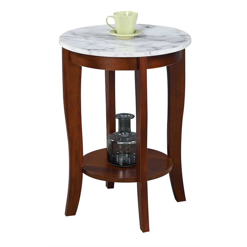 Convenience Concepts American Heritage Round End Table in Espresso Wood Finish