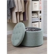 Convenience Concepts Designs4Comfort Round Shoe Ottoman in Green Fabric