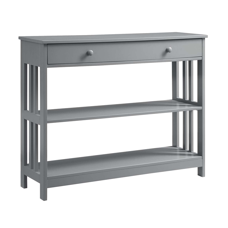 Convenience Concepts Mission One-Drawer Console Table in Gray Wood Finish